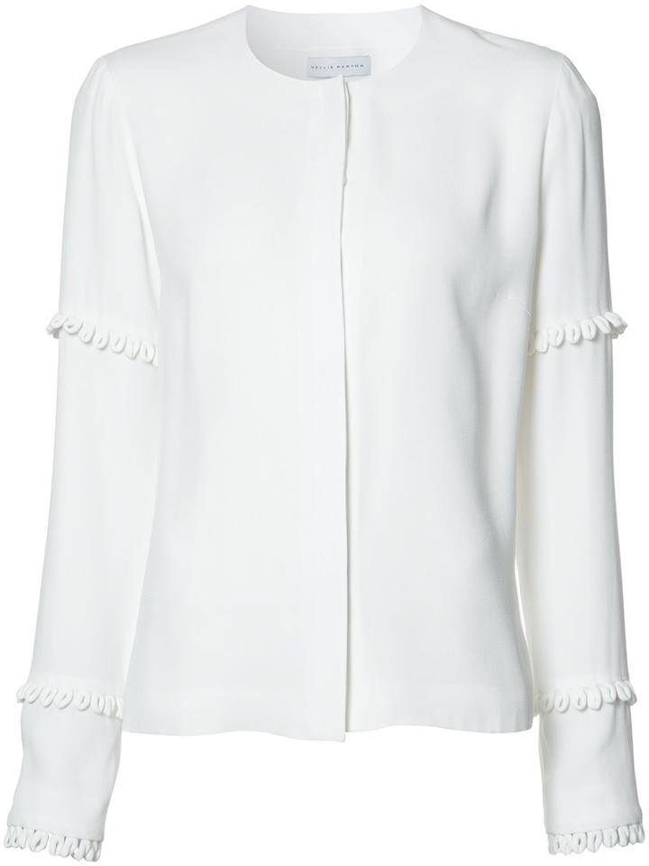 Nellie Partow Round Neck Shirt, Women's, Size: 4, White, Silk/acetate/viscose