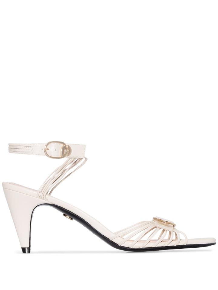 Charles Jourdan White 70 Marilyn Leather Sandals