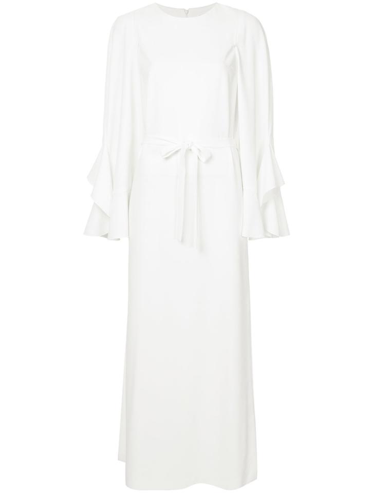 Goen.j Cuffed Maxi Cape Dress - White