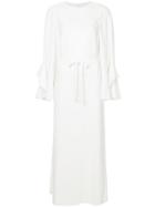 Goen.j Cuffed Maxi Cape Dress - White