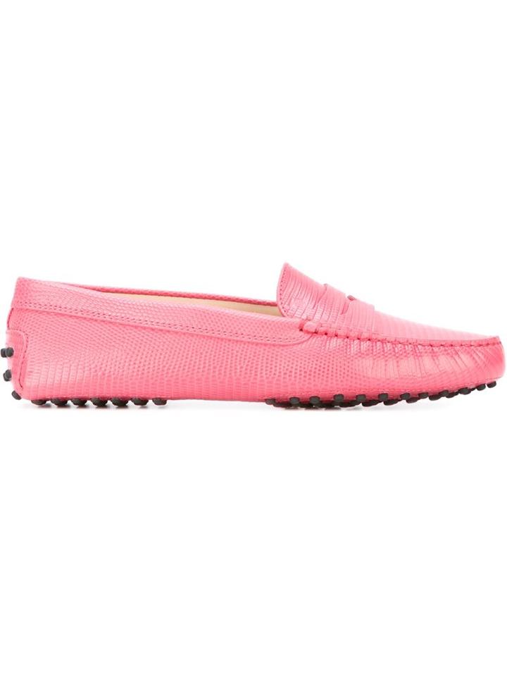 Tod S Gommino Driving Shoes, Women's, Size: 37.5, Pink/purple, Leather/rubber