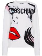 Moschino Wool Sweater With Face And Logo - White