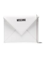 Moschino White Be Mine Eco Leather Envelope Clutch