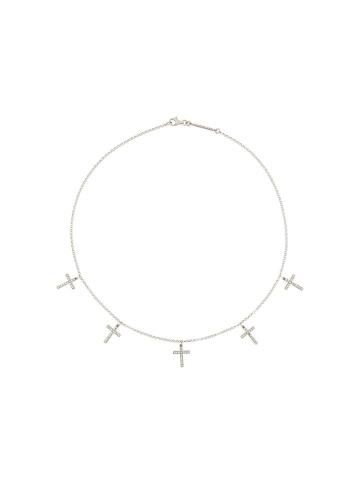 Federica Tosi Cubic Zirconia Cross Necklace - Metallic