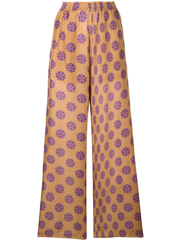 Mm6 Maison Margiela Wide Leg Floral Trousers - Brown