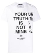 Balmain Slogan T-shirt - White