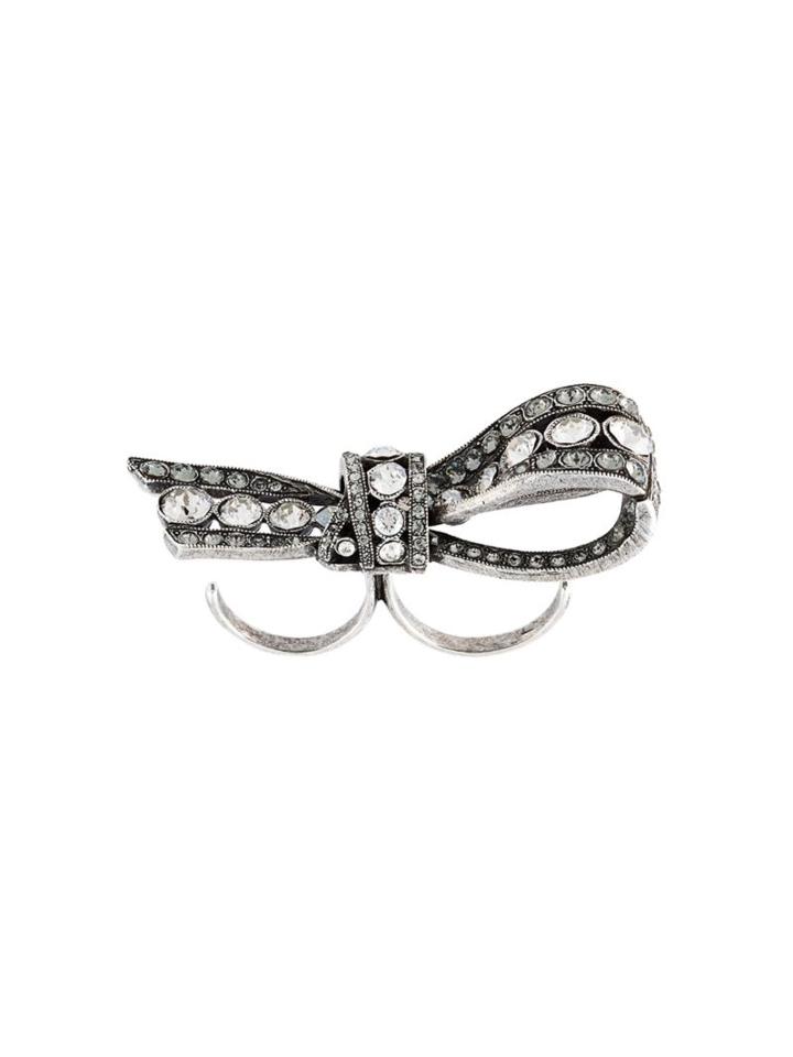 Lanvin Embellished Bow Double Ring