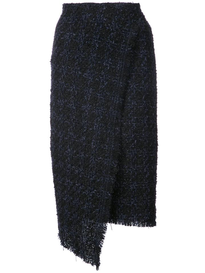 Oscar De La Renta Check Tweed Skirt - Blue