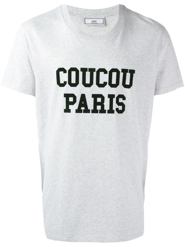 Ami Alexandre Mattiussi Coucou Paris T-shirt, Men's, Size: Xl, Grey, Cotton