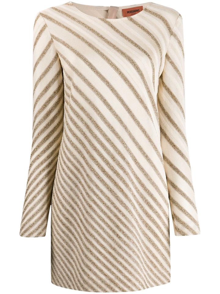 Missoni Diagonal Stripe Mini Dress - Neutrals
