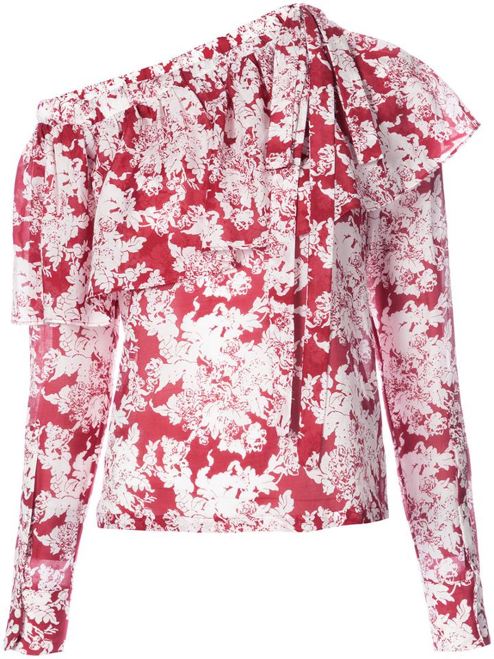 Robert Rodriguez - Floral Print Top - Women - Silk/cotton - 0, Red, Silk/cotton