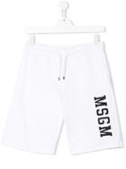 Msgm Kids Teen Logo Patch Track Shorts - White