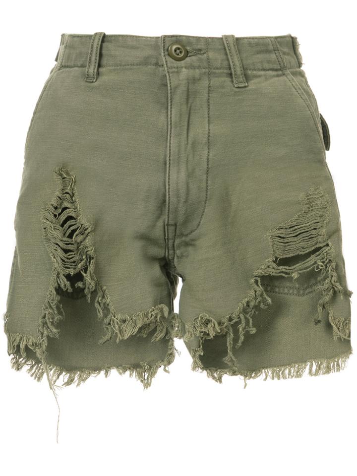 R13 Distressed Hot Shorts - Green