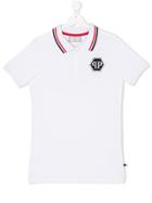Philipp Plein Junior Teen Logo Print Polo Shirt - White