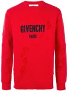 Givenchy - Distressed Logo Sweatshirt - Men - Cotton/polyester - M, Red, Cotton/polyester