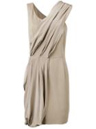 D.exterior - Diagonal Drape Dress - Women - Silk/spandex/elastane/viscose - 42, Nude/neutrals, Silk/spandex/elastane/viscose