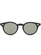 Thom Browne Foldable Round Frame Sunglasses, Men's, Black, Acetate/glass/12kt Gold