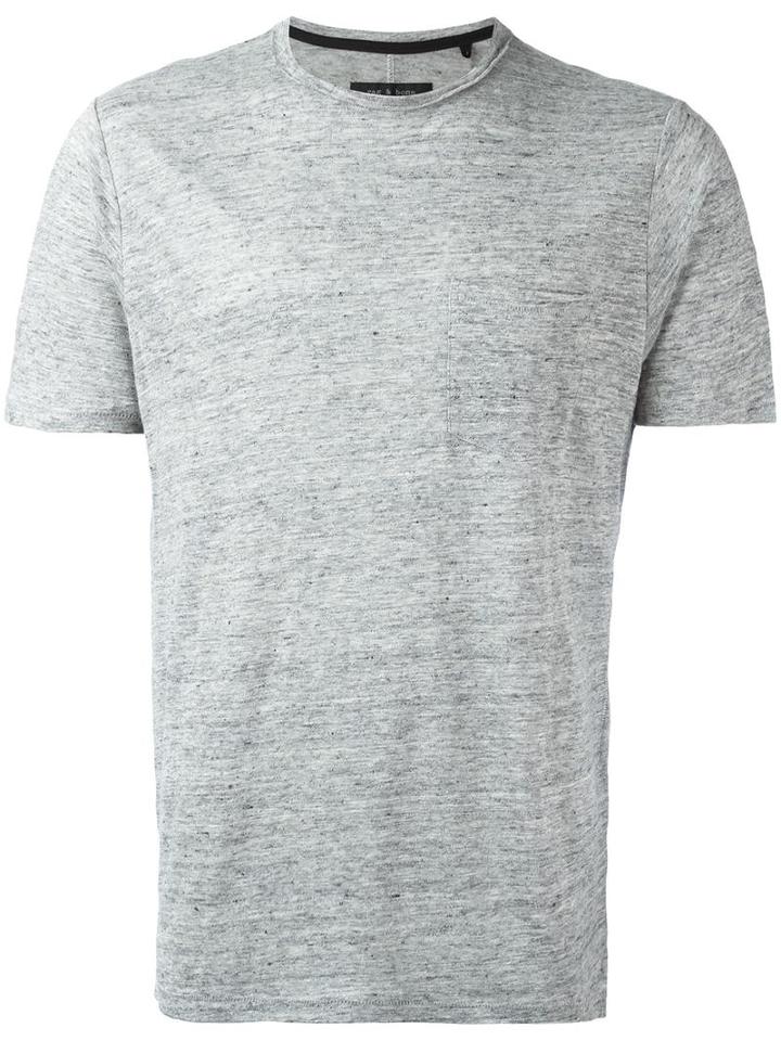 Rag & Bone Round Neck T-shirt, Men's, Size: Xl, Grey, Linen/flax