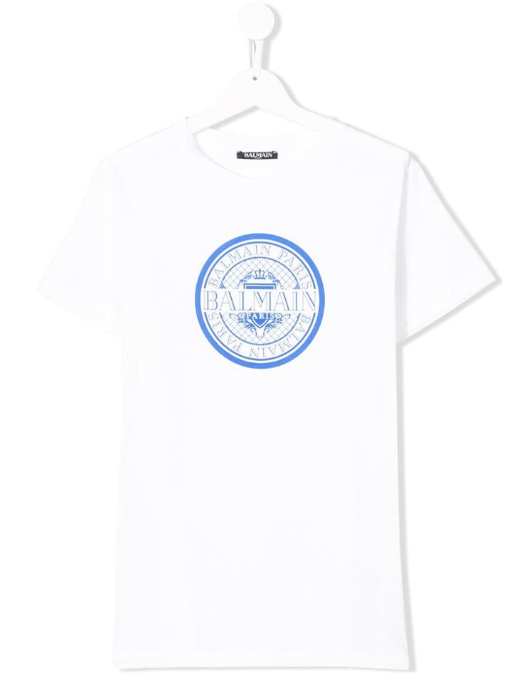 Balmain Kids Logo Patch T-shirt - White
