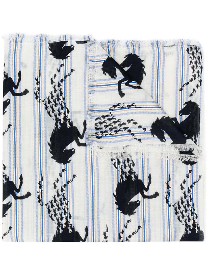 Chloé Printed Fringe Scarf - White