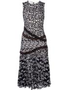 Self-portrait Floral Jacquard Dress, Women's, Size: 12, Black, Cotton/polyester
