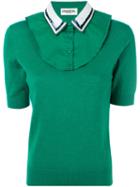 Essentiel Antwerp - Contrast Collar Knitted Top - Women - Polyamide/viscose/wool - M, Green, Polyamide/viscose/wool
