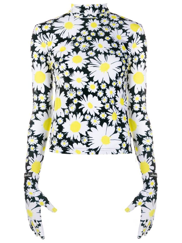 Richard Quinn Daisy Print Roll Neck Top - Black