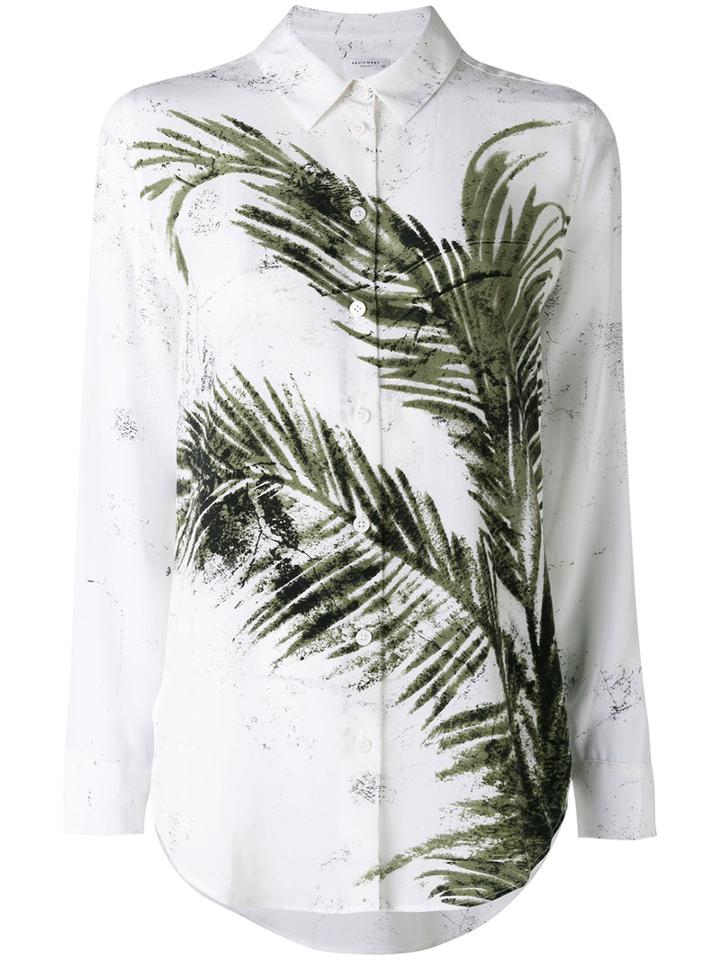 Equipment - Printed Leaf Shirt - Women - Silk - M, White, Silk