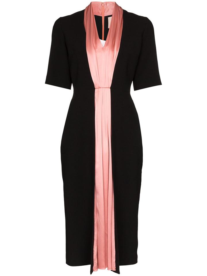 Roksanda Roks Drs Vn Ss Midi Cntrst Nkline - Black