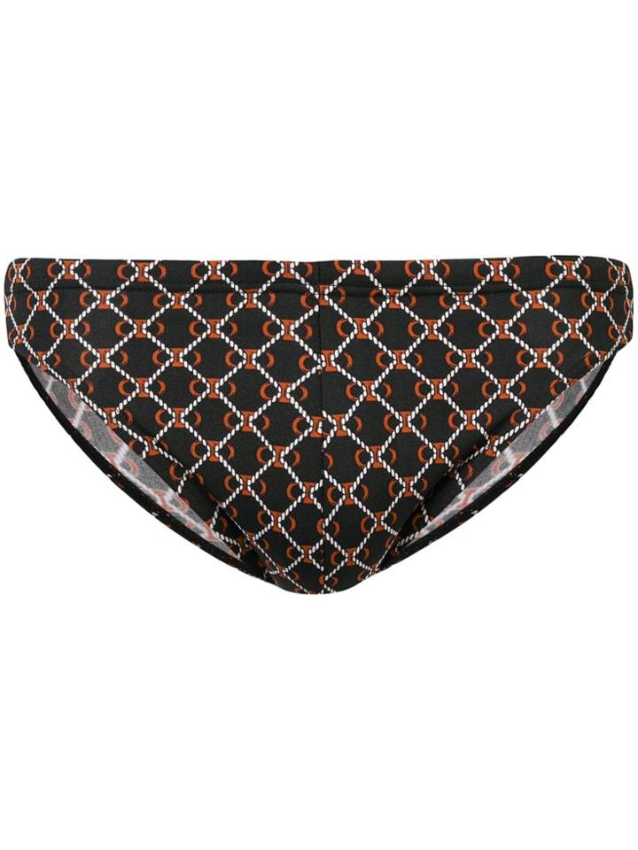 Hermès Vintage Monogram Pattern Swim Trunks - Black