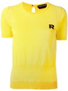 Rochas - Embroidered R Jumper - Women - Cotton - 40, Yellow/orange, Cotton