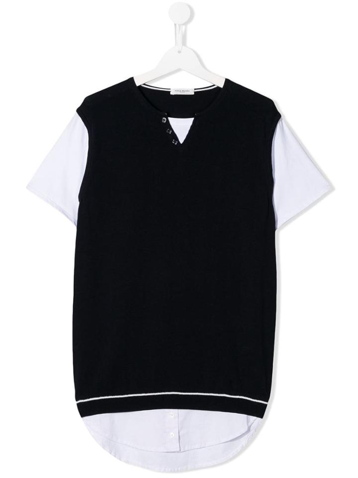 Paolo Pecora Kids Teen Layered-style Knitted Top - Blue