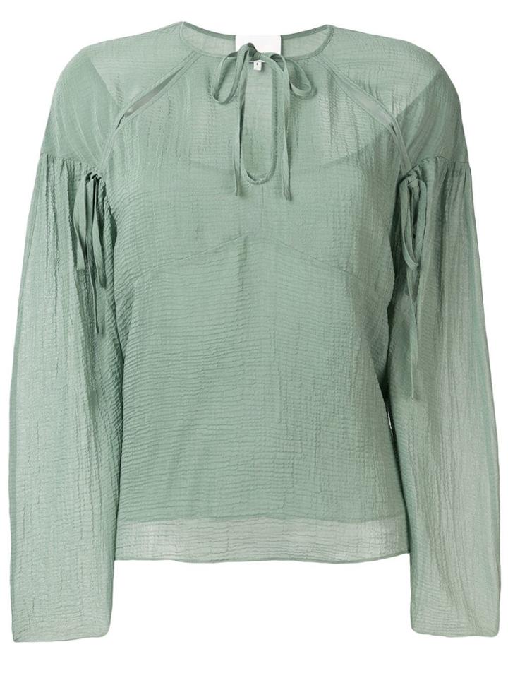 3.1 Phillip Lim Cutout Textured Silk Blouse - Green
