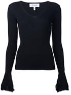 Derek Lam 10 Crosby Ribbed Scoop Neck Jumper, Women's, Size: Xs, Black, Viscose/polyamide
