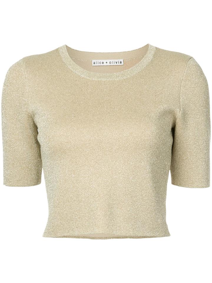 Alice+olivia Ciara Cropped Lurex Knit - Yellow & Orange