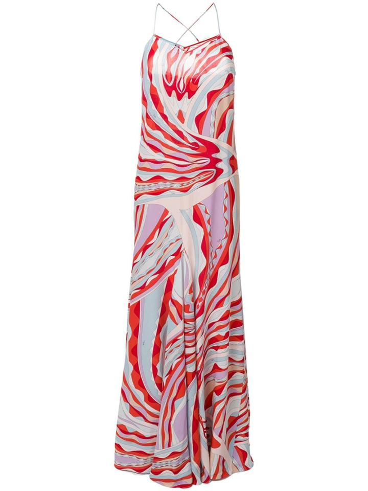 Emilio Pucci Burle Print Flared Maxi Dress - Pink