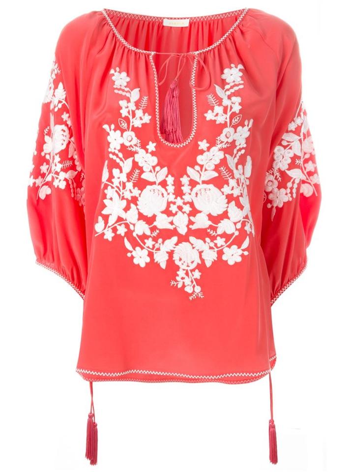 P.a.r.o.s.h. Tassel Detail Embroidered Blouse, Women's, Size: M, Pink/purple, Silk