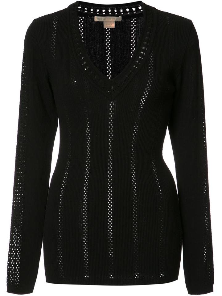 Antonio Berardi V-neck Knitted Blouse, Women's, Size: 38, Black, Polyester/rayon