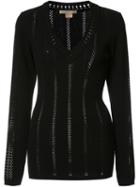 Antonio Berardi V-neck Knitted Blouse, Women's, Size: 38, Black, Polyester/rayon