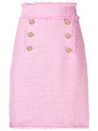 Msgm Tweed Double-breasted Skirt - Pink & Purple