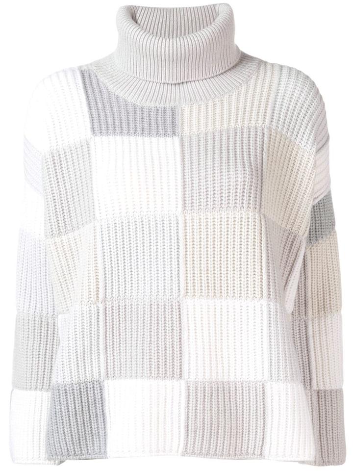 Cruciani Checked Turtleneck Jumper - Grey