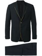 Tonello - Contrast Piping Suit - Men - Cupro/virgin Wool - 46, Black, Cupro/virgin Wool