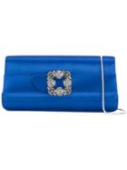 Manolo Blahnik - Gothisi Clutch Bag - Women - Silk Satin - One Size, Blue, Silk Satin