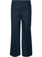 Akris Punto Cropped Trousers, Women's, Size: 12, Blue, Cotton/polyester/spandex/elastane