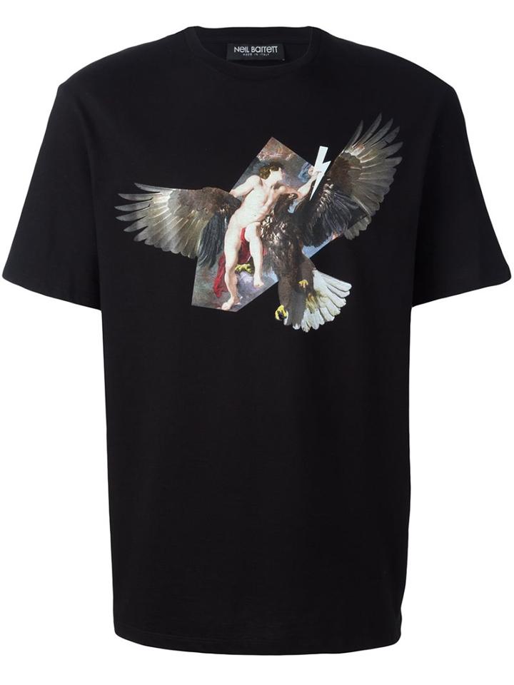 Neil Barrett Eagle Print T-shirt, Men's, Size: Large, Black, Cotton