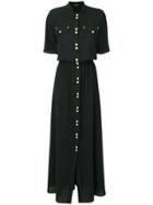 Balmain Embellished Button Shirt Dress - Black