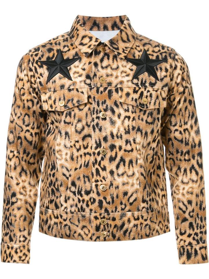 Dresscamp Animal Print Shirt Jacket, Men's, Size: 44, Brown, Cotton