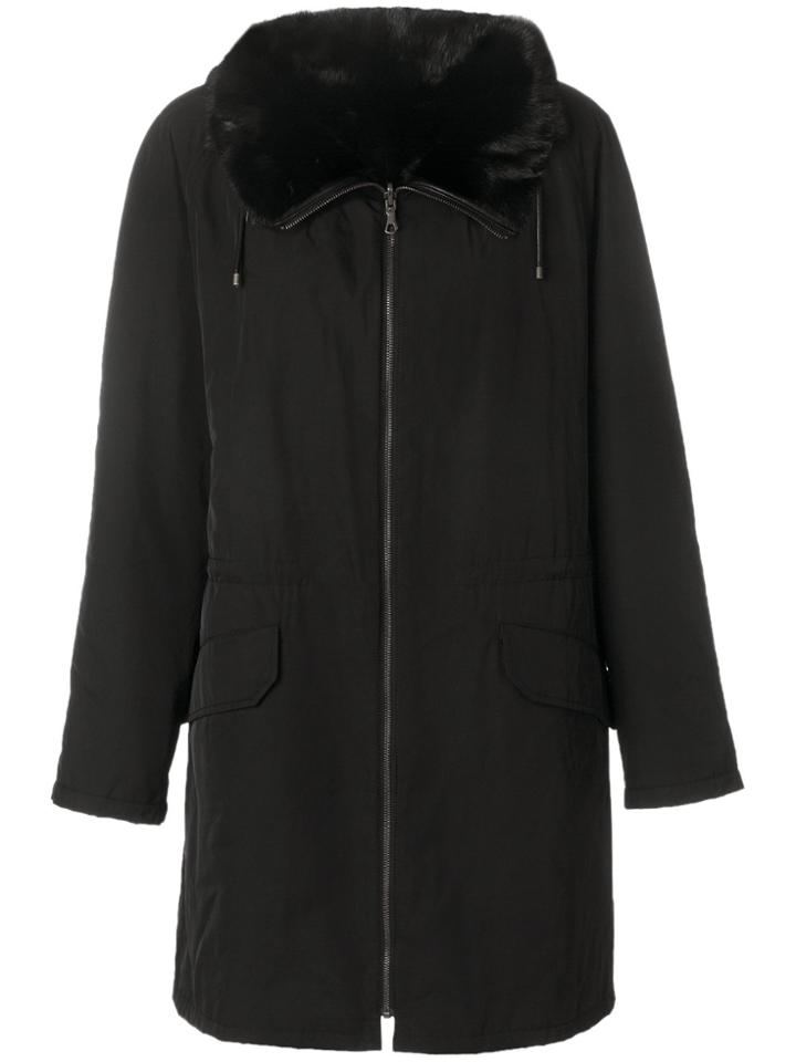 Army Yves Salomon Reversible Hooded Coat - Black