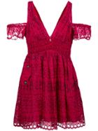 Self-portrait Broderie Anglaise Dress - Red