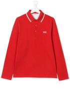 Boss Kids Teen Striped Trim Polo Shirt - Red